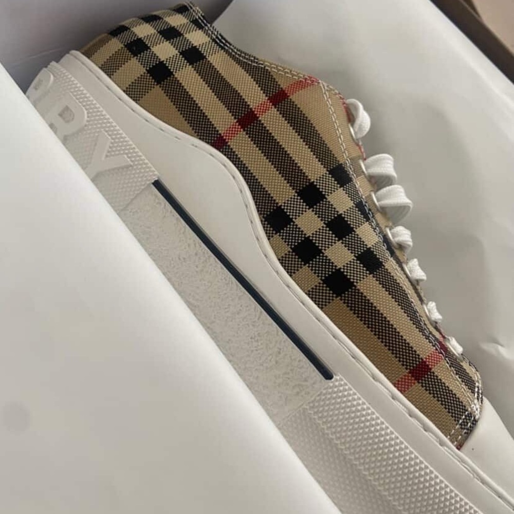 Burberry Checkered Men's Sneakers - Tan and White